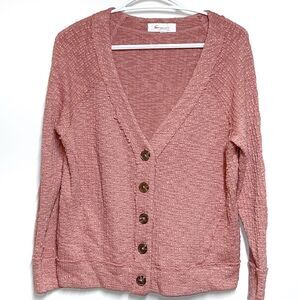 Two by Vince Camuto Peach Orange Raw hem Button front Cotton Cardigan ladies S